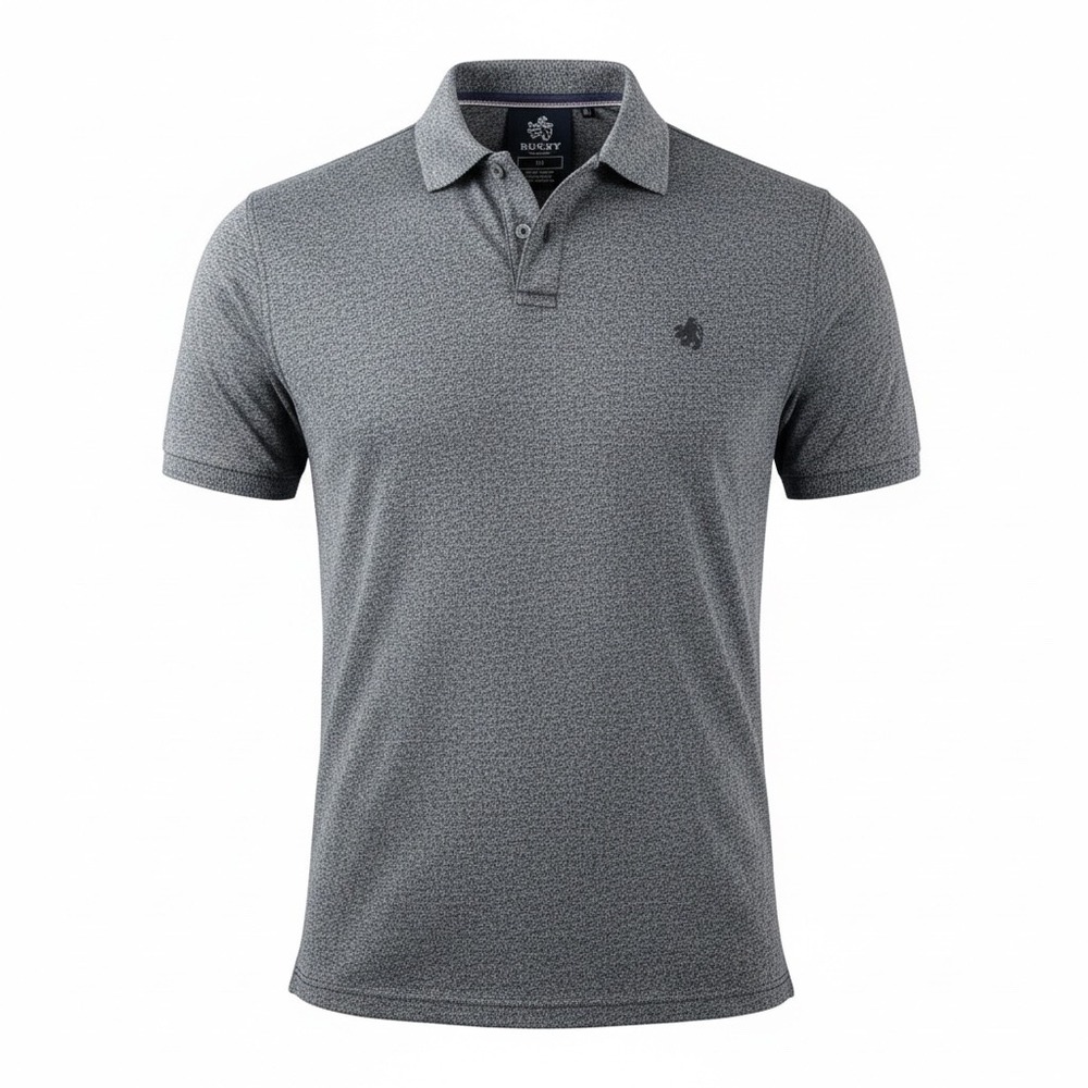 Rugby University Polo Shirt Men XL Gray Textured Short Sleeve Classic Fit Preppy